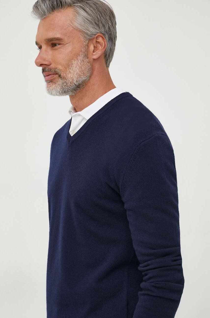 United Colors of Benetton pulover de lana barbati, culoarea albastru marin, light
