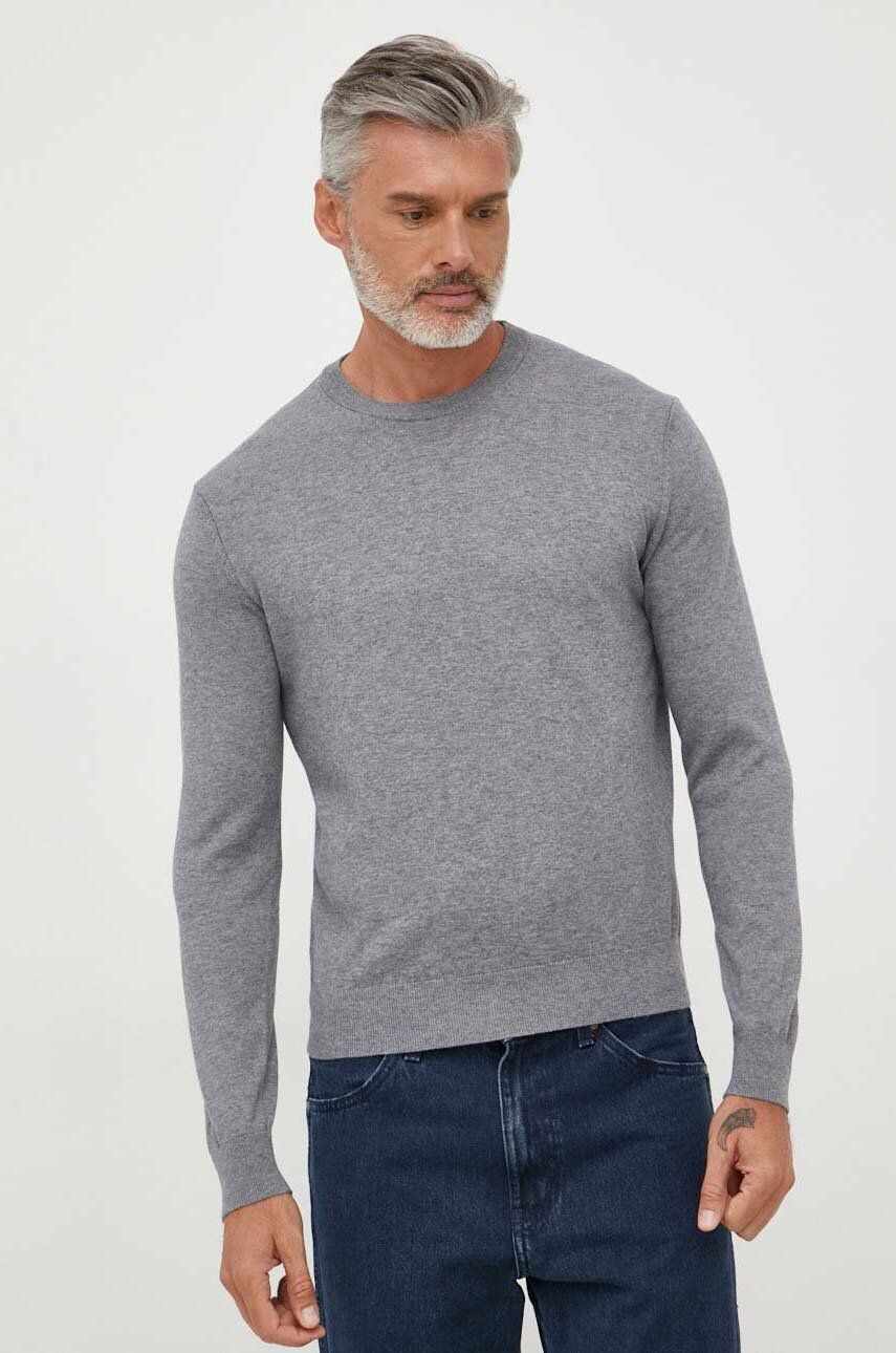 United Colors of Benetton pulover din amestec de lana barbati, culoarea gri, light