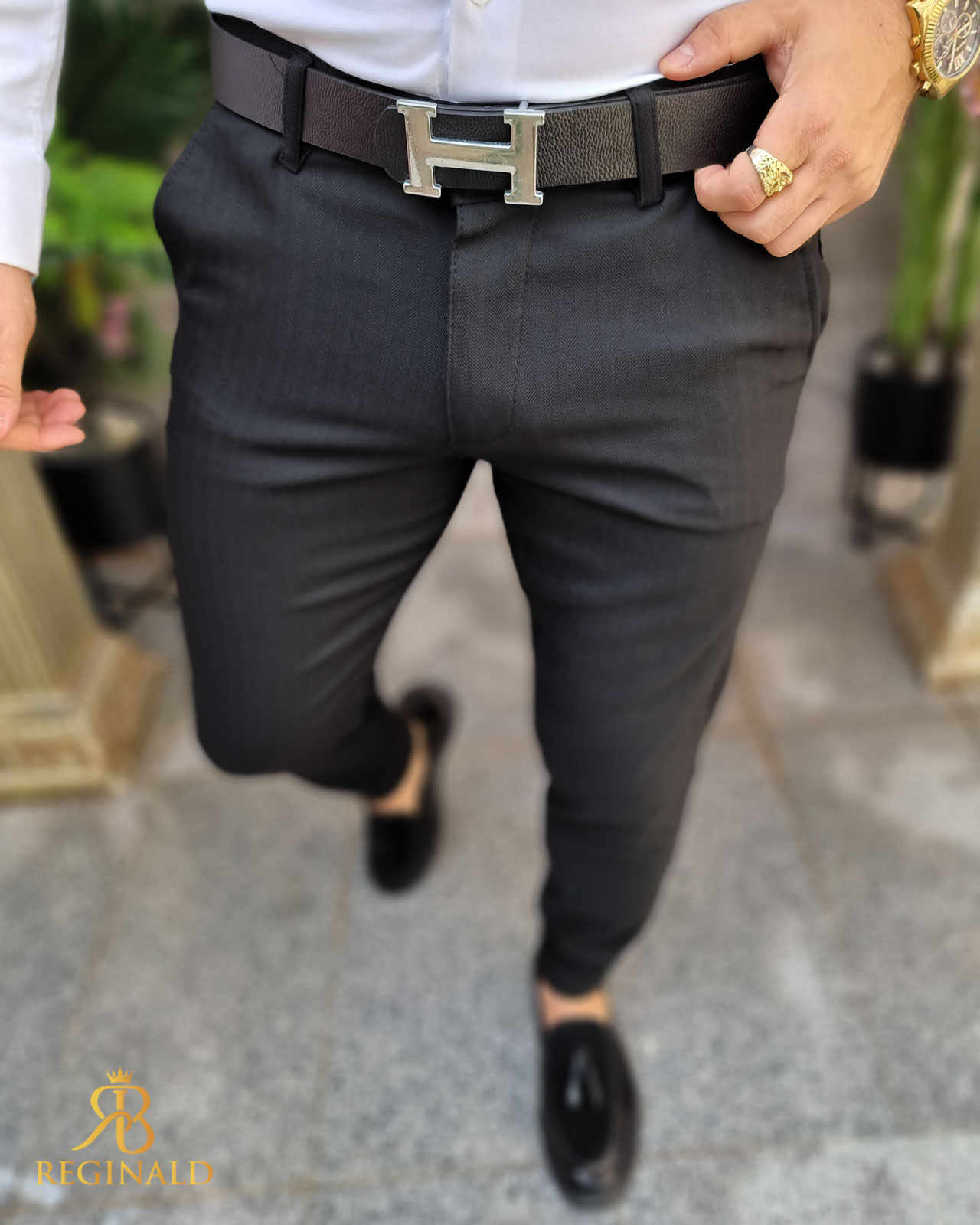 Pantaloni negri de barbati LUBBON, croiala conica - PN755