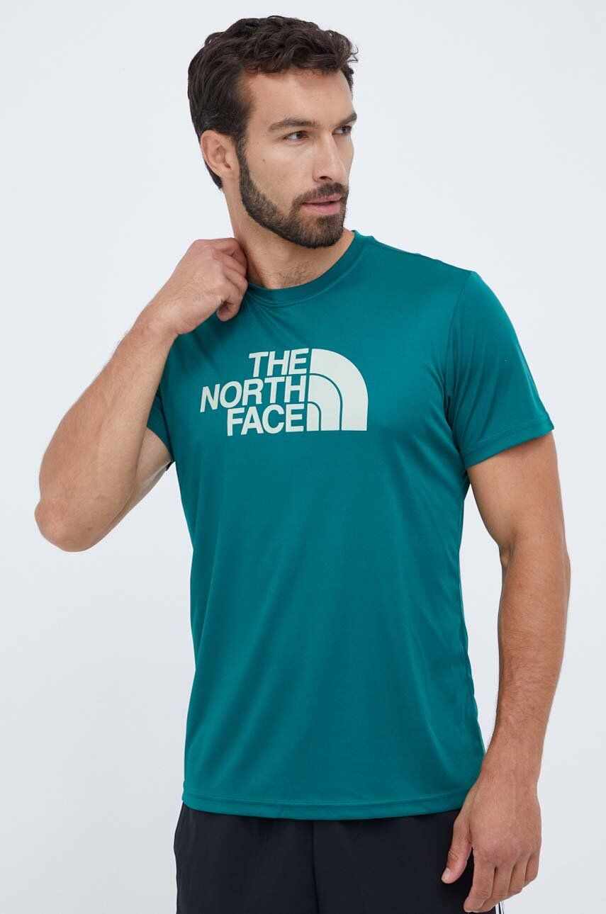 The North Face tricou sport Reaxion Easy culoarea verde, cu imprimeu