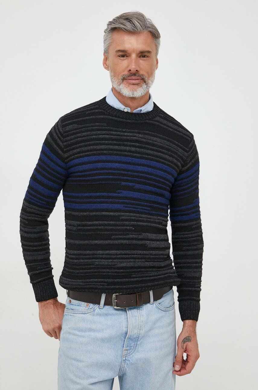 Sisley pulover din amestec de lana barbati, culoarea gri