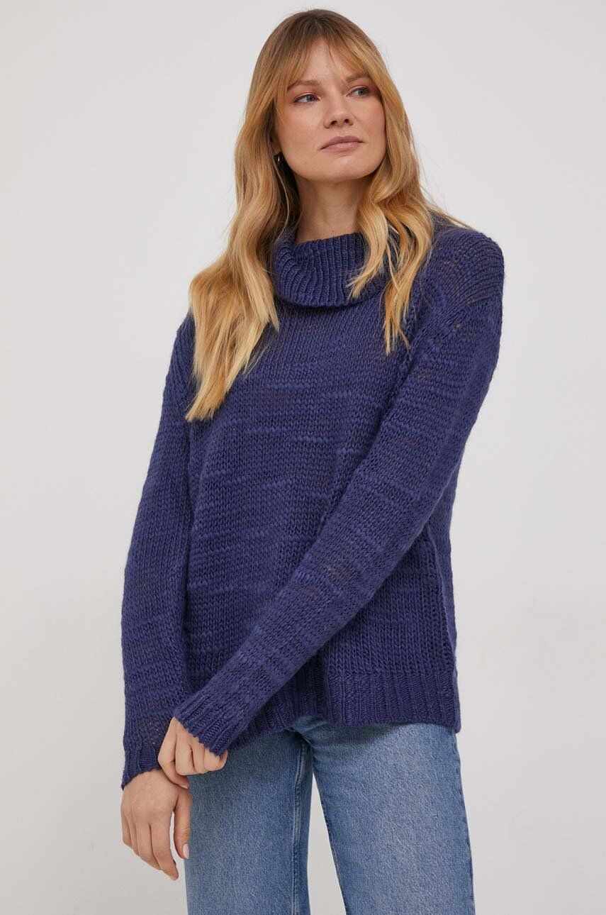 Sisley pulover din amestec de lana femei, cu guler