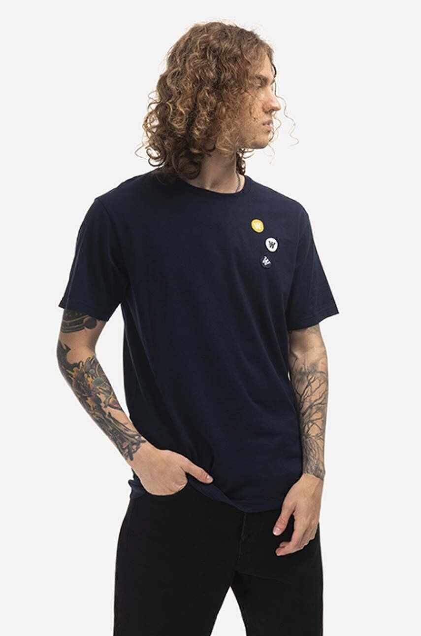 Wood Wood tricou din bumbac Ace Patches T-Shirt culoarea bleumarin, cu imprimeu 10235704.2222-WHITE