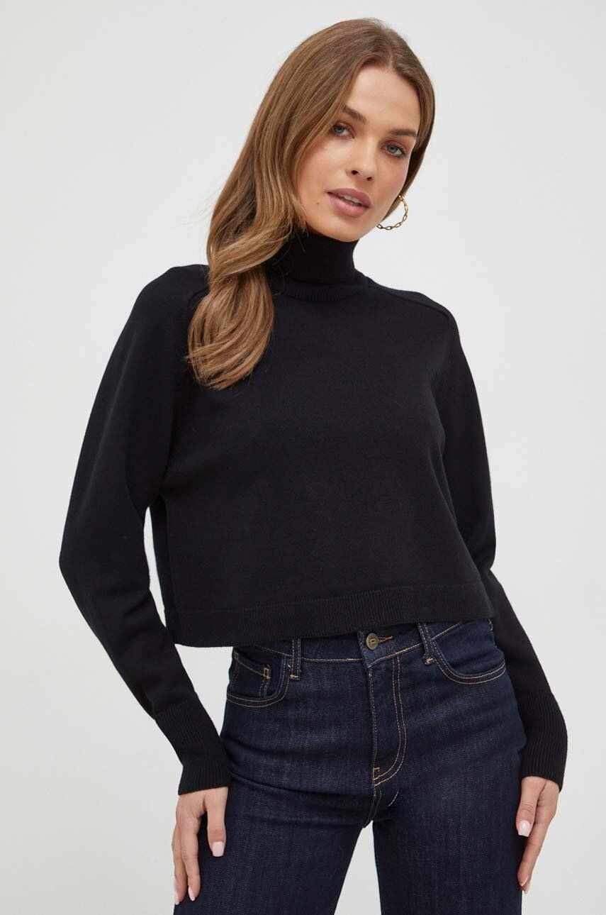 Morgan pulover femei, culoarea negru, cu guler