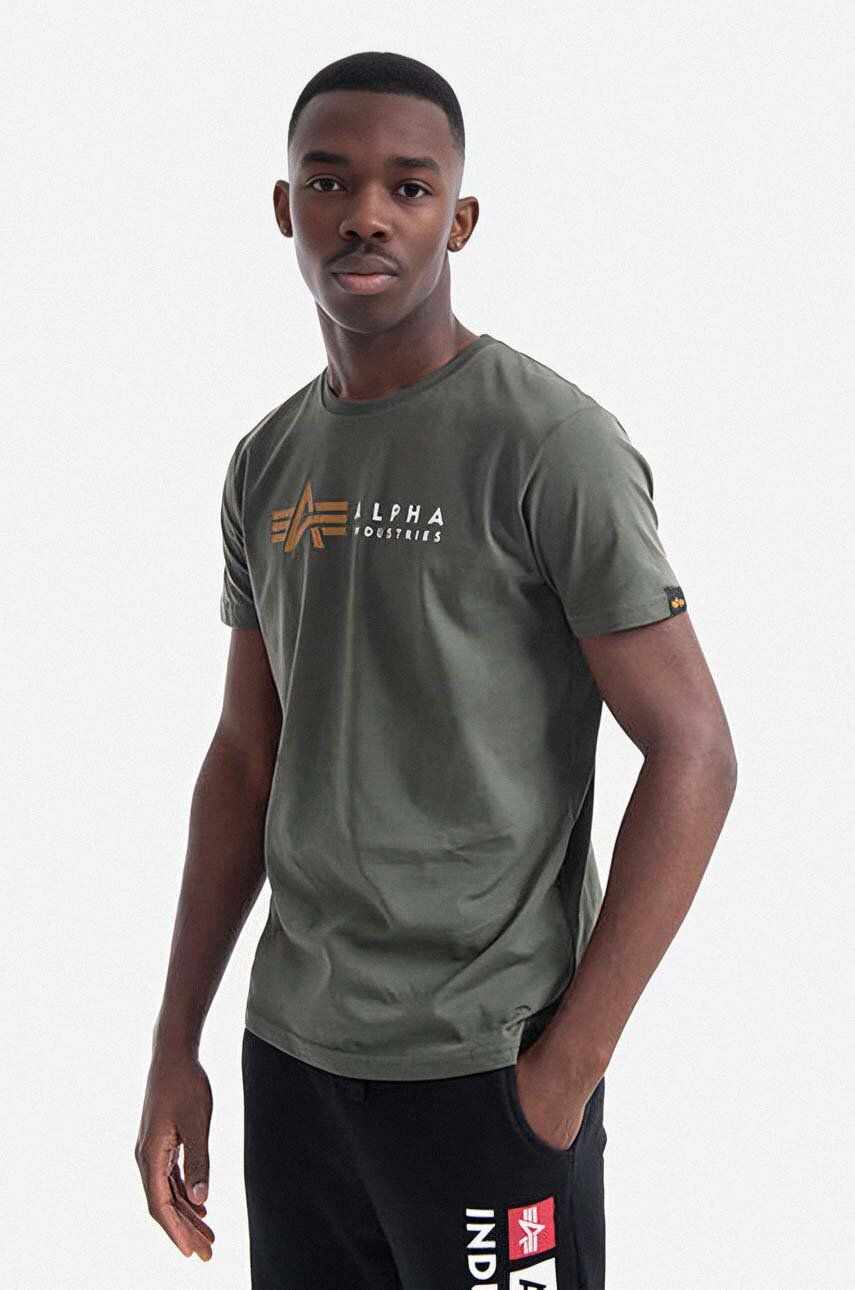 Alpha Industries tricou din bumbac culoarea verde, cu imprimeu 118502.142-green