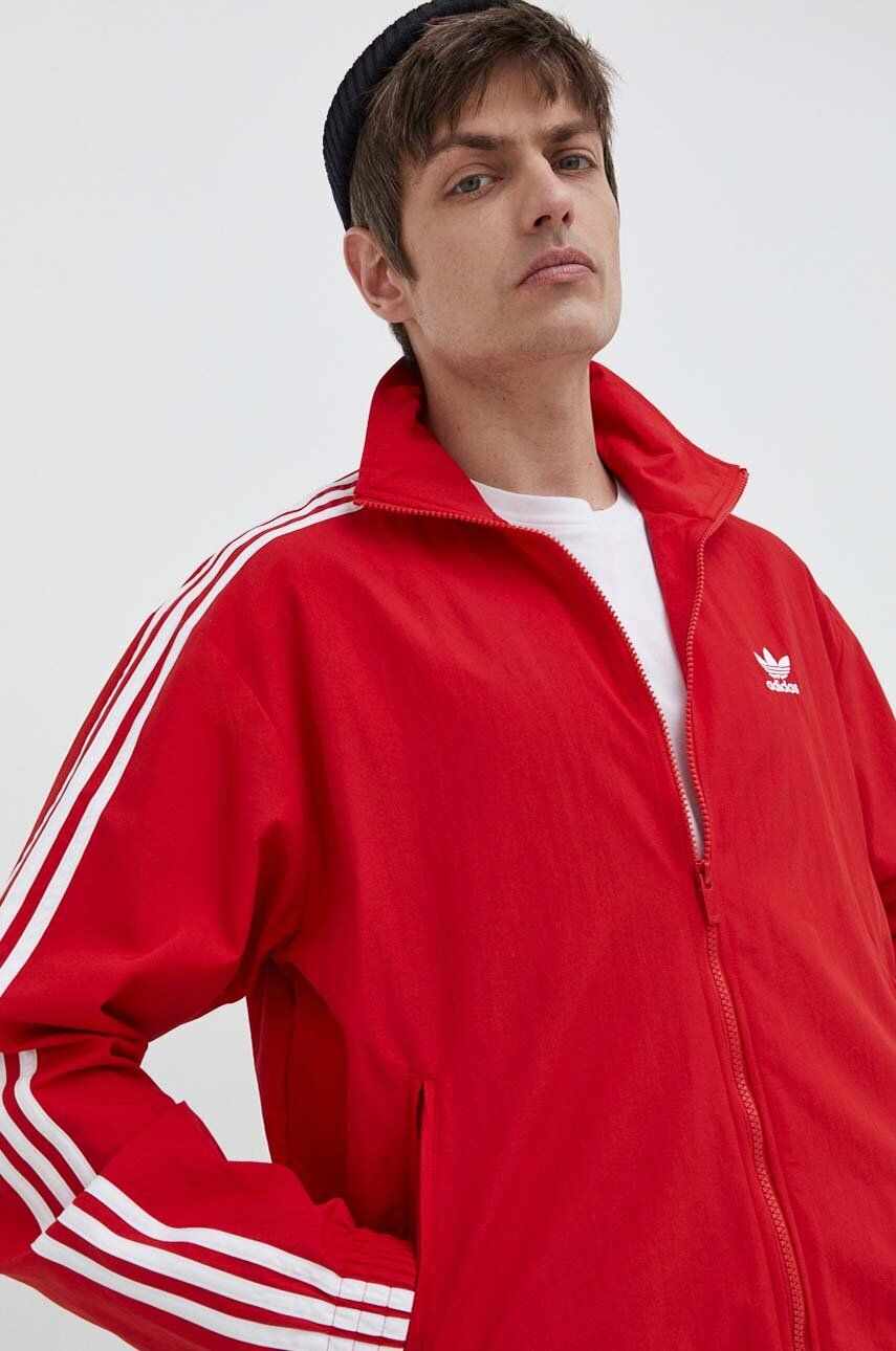 adidas Originals bluză Adicolor Woven Firebird Track top bărbați, culoarea roșu, cu model, IT2495