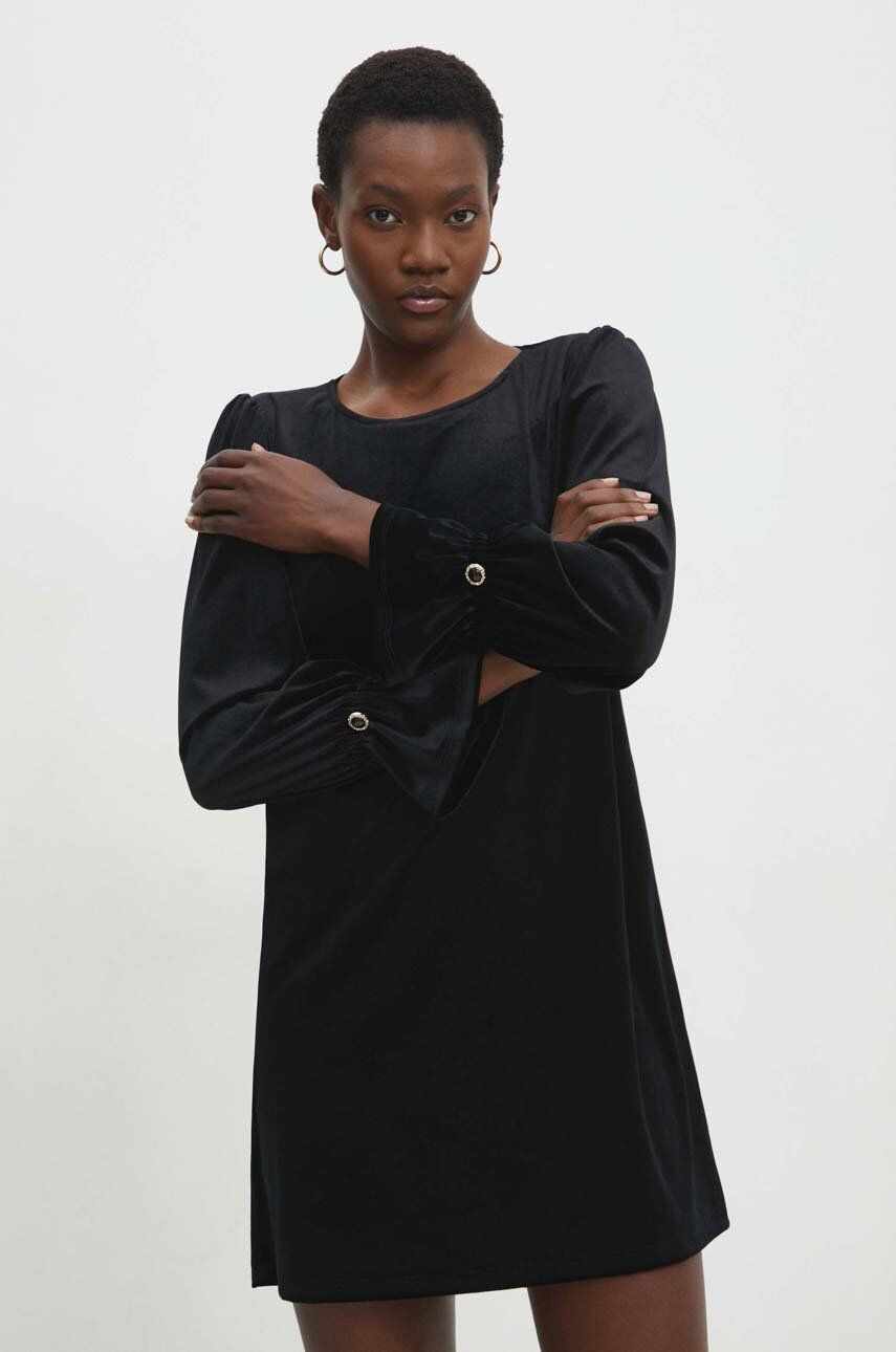 Answear Lab rochie de catifea culoarea negru, mini, evazati