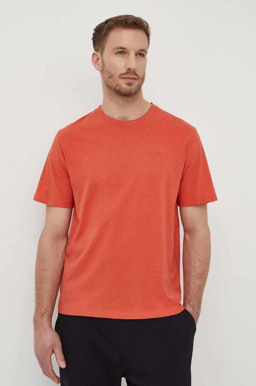 Pepe Jeans tricou din bumbac Connor barbati, culoarea portocaliu, neted