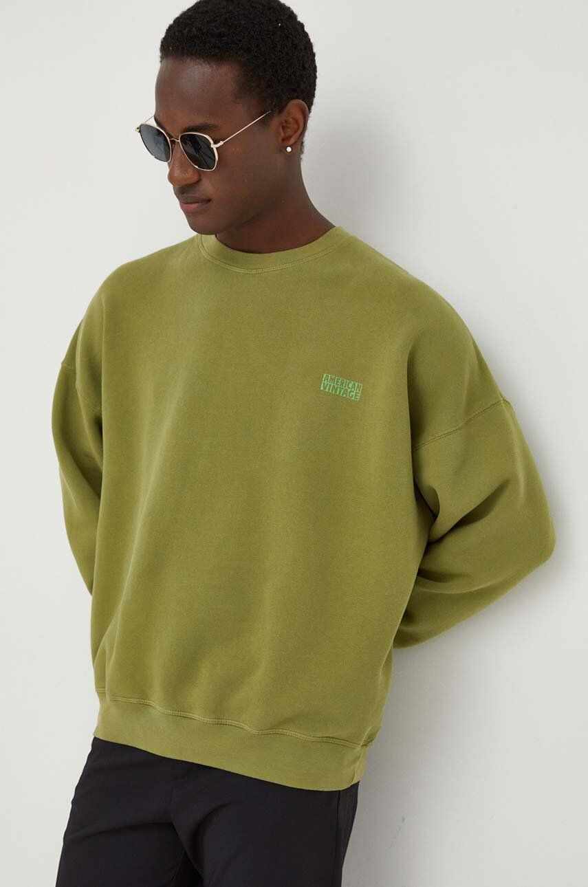 American Vintage bluza barbati, culoarea verde, cu imprimeu