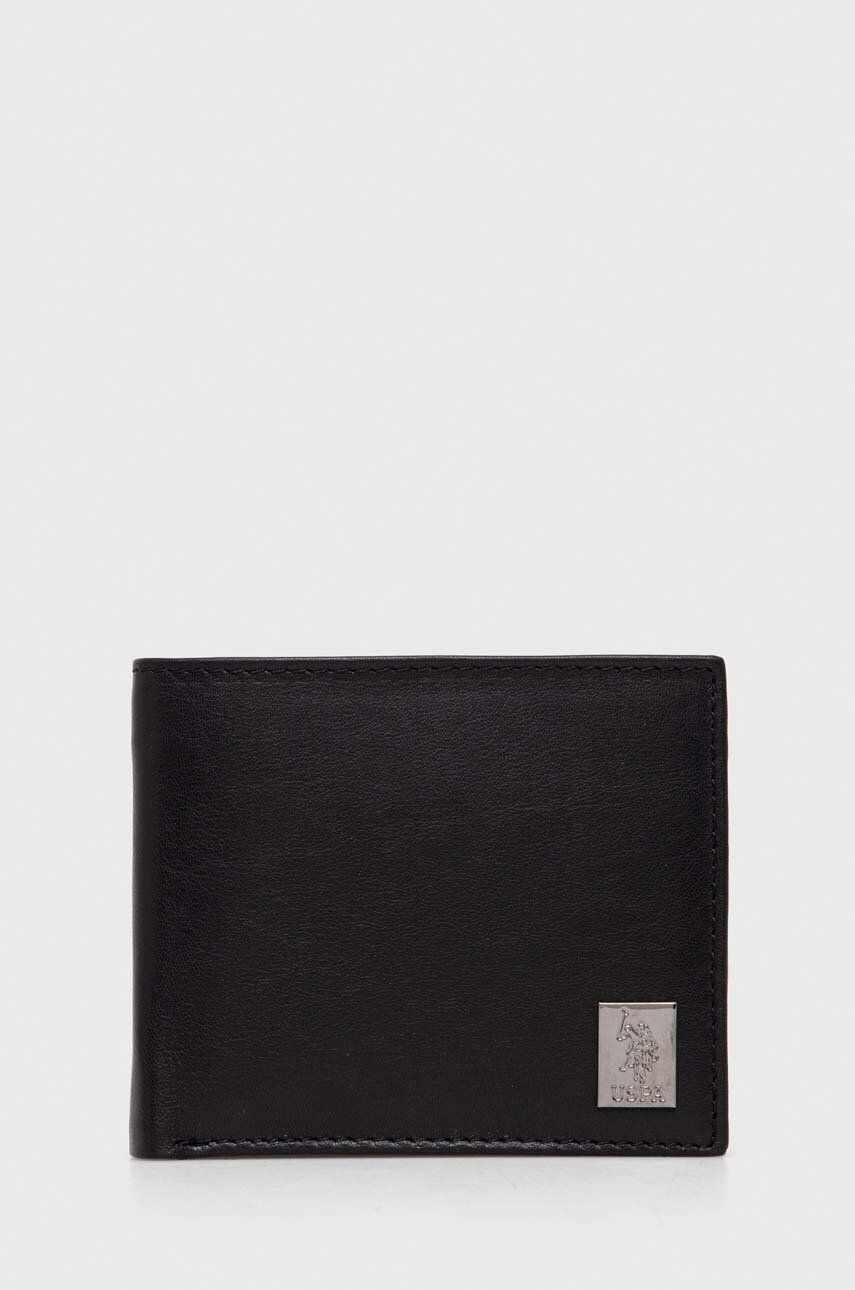 U.S. Polo Assn. portofel de piele barbati, culoarea negru