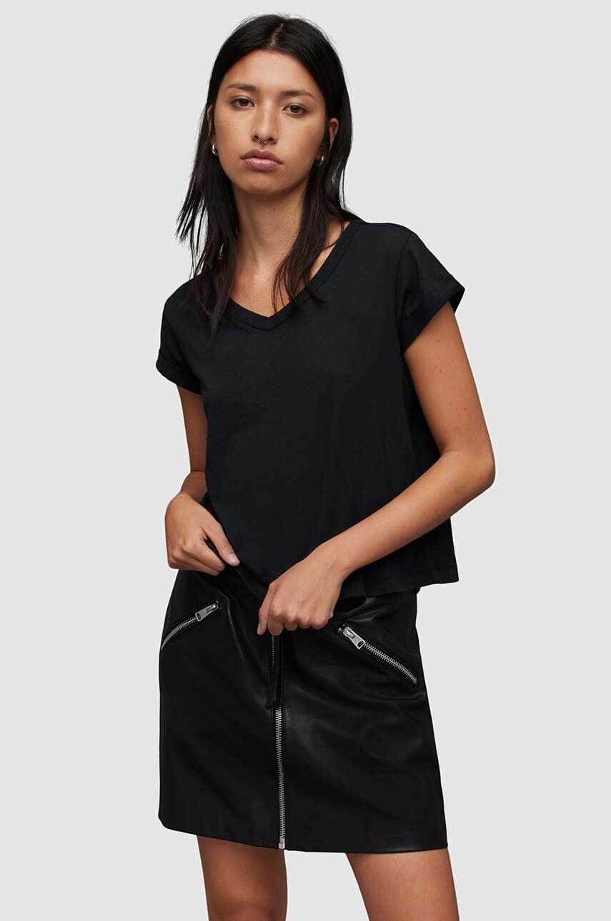 AllSaints tricou din bumbac Anna femei, culoarea negru