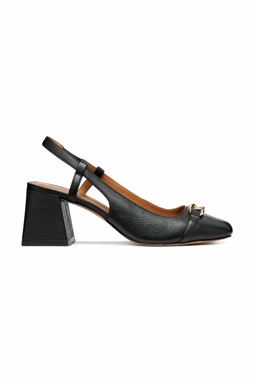 Geox pantofi de piele D CORONILLA culoarea negru, cu toc drept, cu toc deschis, D45D1A 00046 C9999
