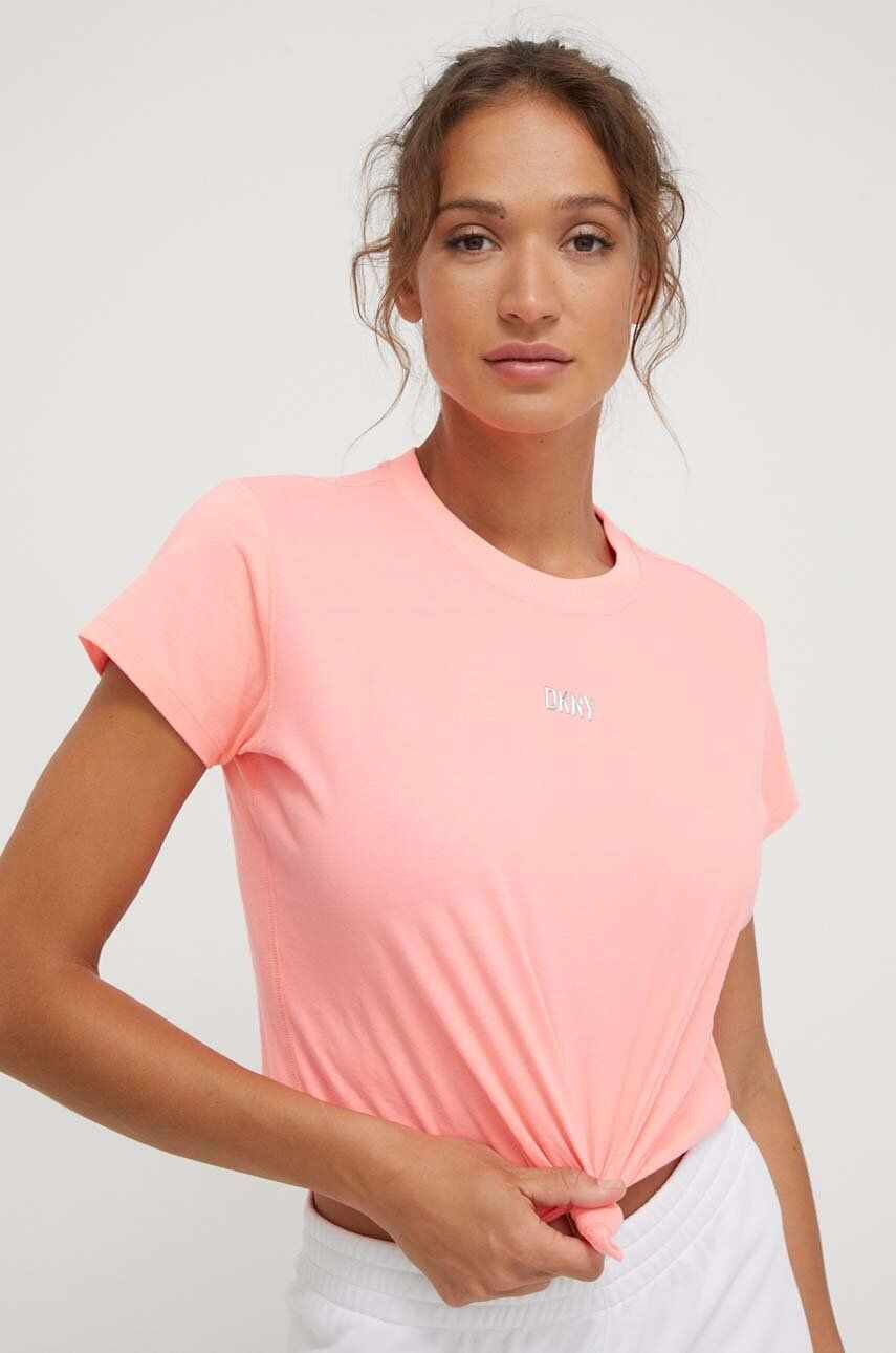 Dkny tricou din bumbac femei, culoarea roz