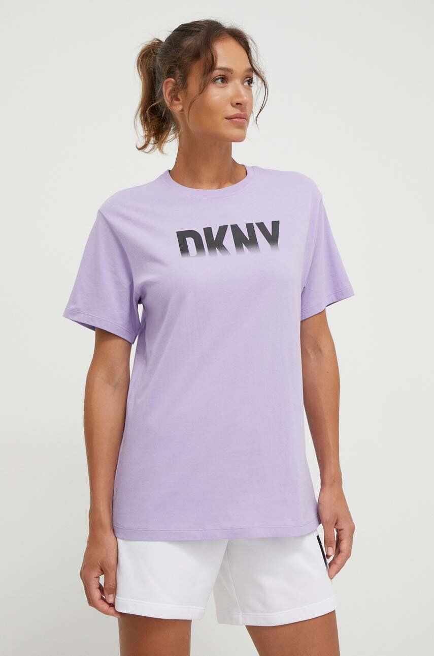 Dkny tricou din bumbac femei, culoarea violet