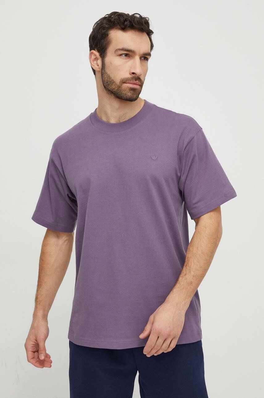 adidas Originals tricou din bumbac barbati, culoarea violet, neted