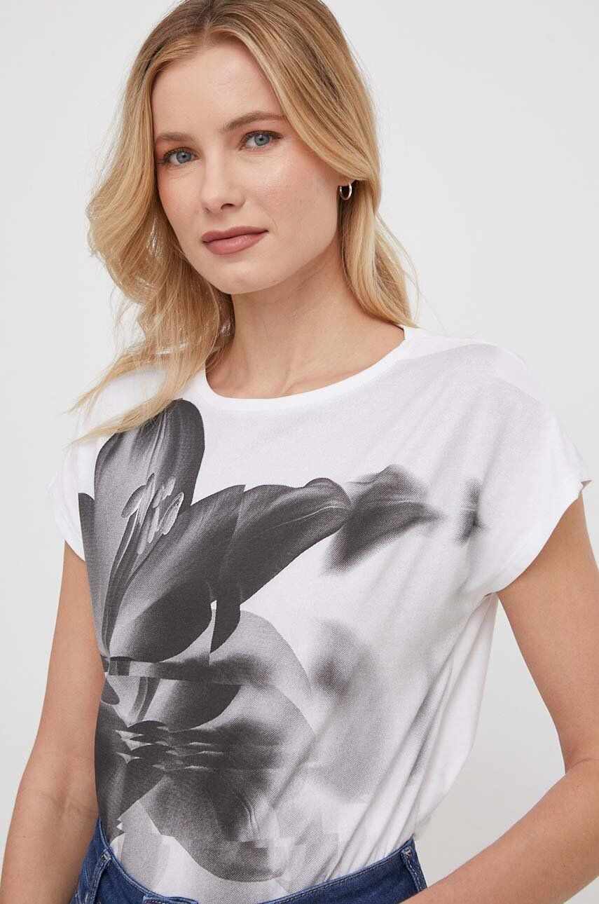 Sisley tricou din bumbac femei, culoarea alb