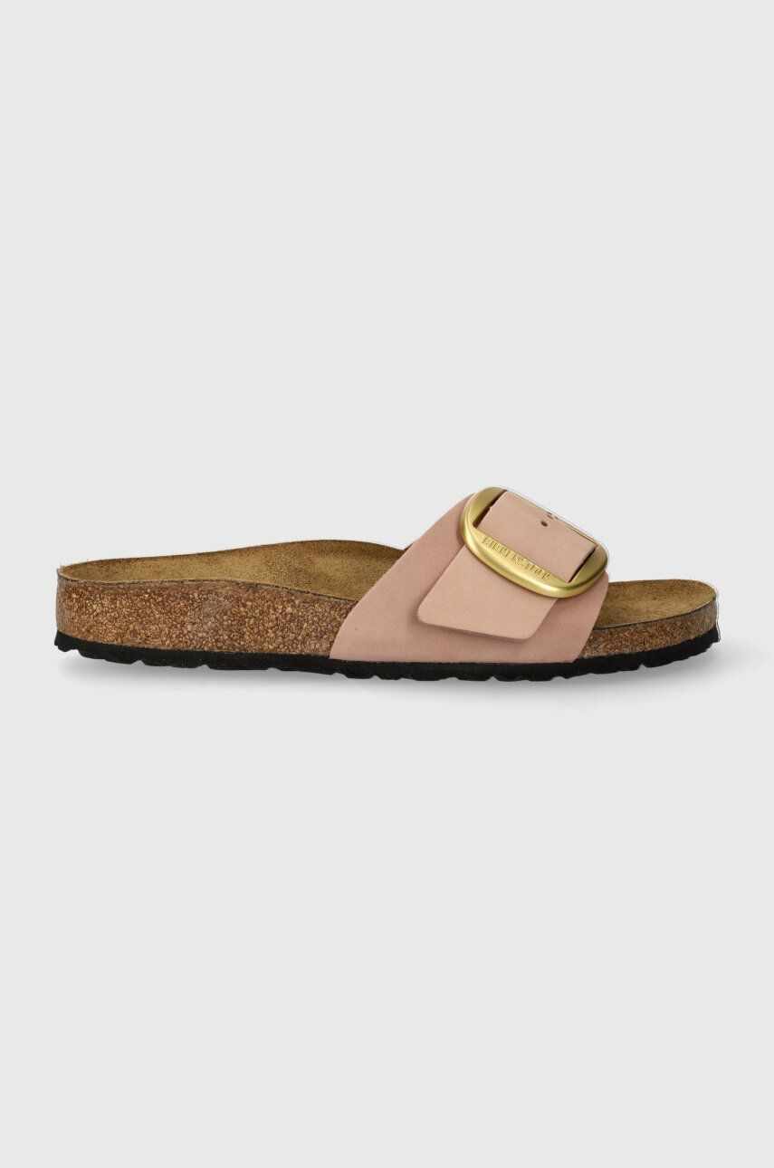 Birkenstock papuci din nubuc Madrid Big Buckle culoarea roz, 1027056