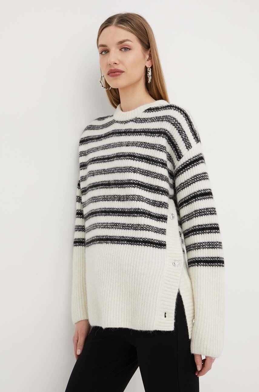 Custommade pulover de lana femei, culoarea bej, călduros