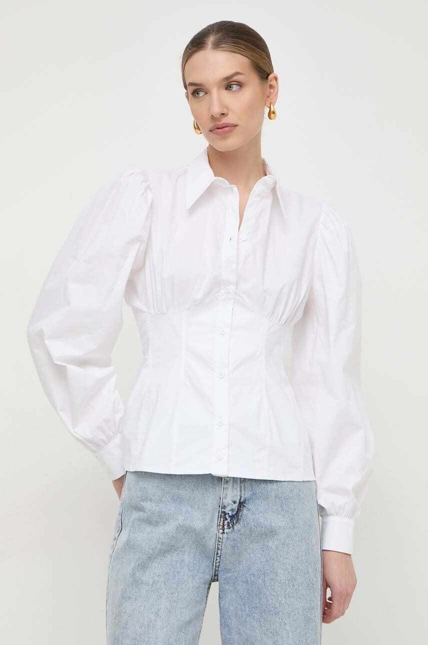 Silvian Heach camasa din bumbac femei, culoarea alb, cu guler clasic, slim