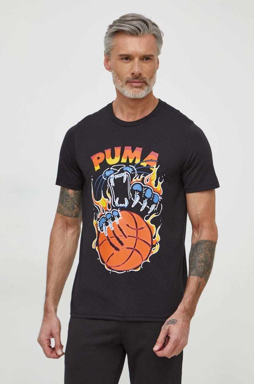 Puma tricou barbati, culoarea negru, cu imprimeu