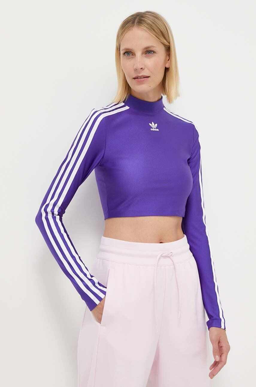 adidas Originals longsleeve femei, culoarea violet, cu turtleneck