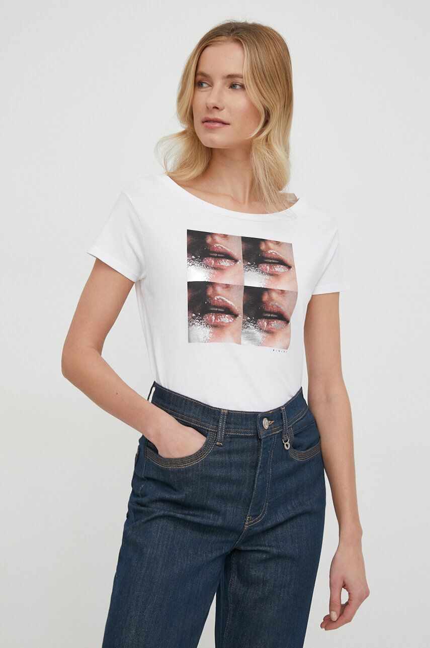 Sisley tricou din bumbac femei, culoarea alb