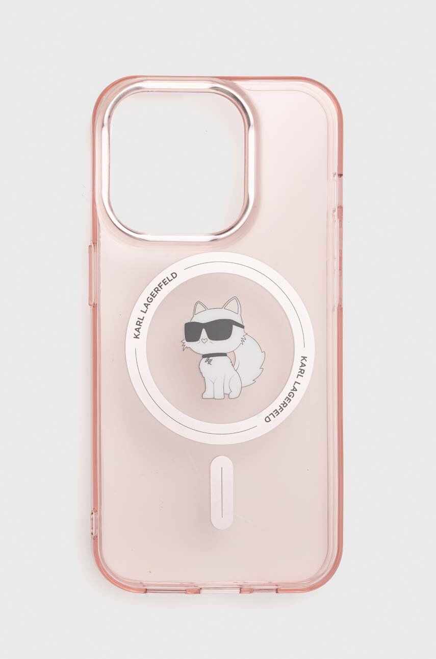 Karl Lagerfeld Husă pentru telefon iPhone 15 Pro 6.1 culoarea roz