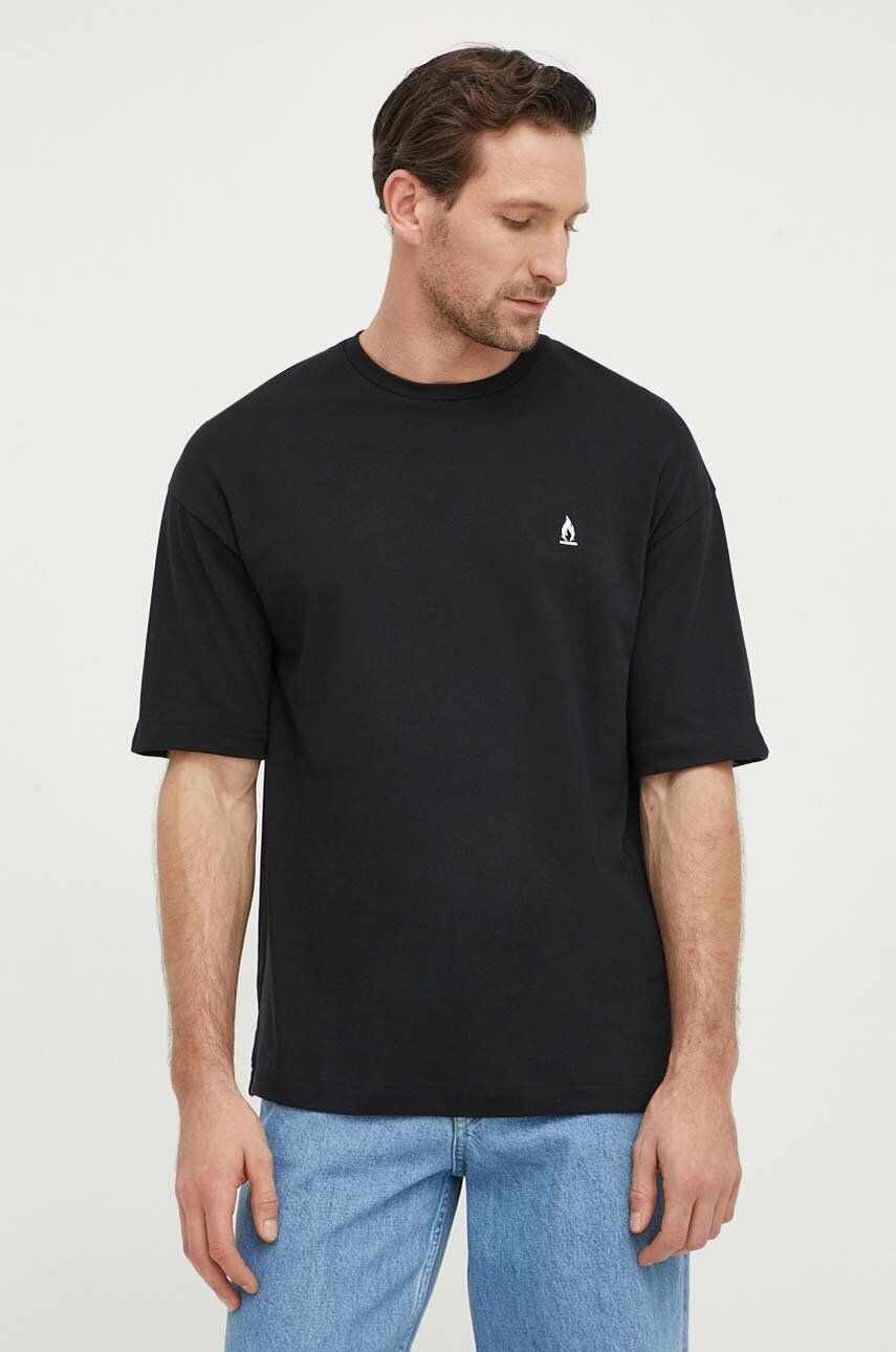 Drykorn tricou din bumbac barbati, culoarea negru, cu imprimeu
