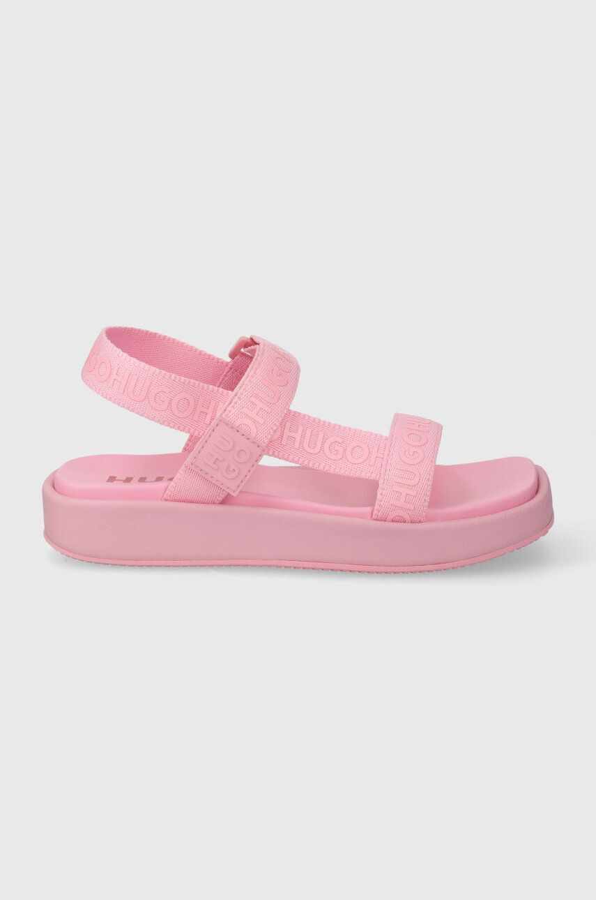 HUGO sandale Emma femei, culoarea roz, cu platforma, 50517560