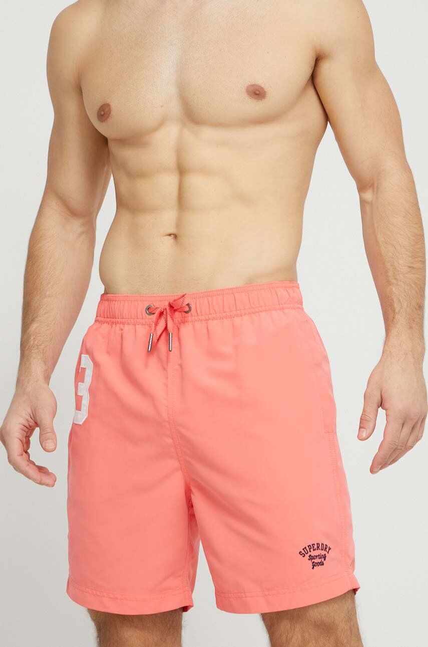 Superdry pantaloni scurti de baie culoarea roz