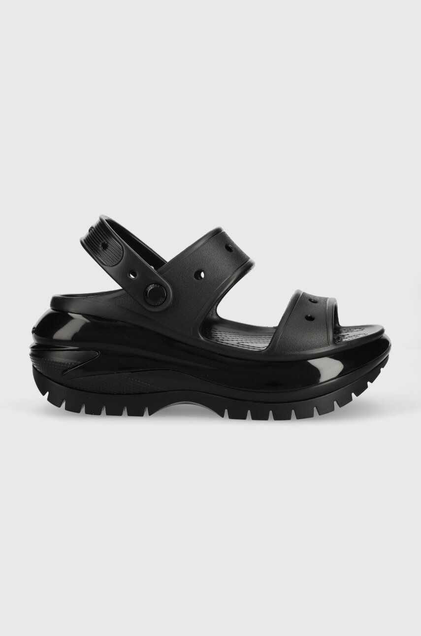 Crocs papuci Classic Mega Crush Sandal femei, culoarea negru, cu platforma, 207989 207989.001-001