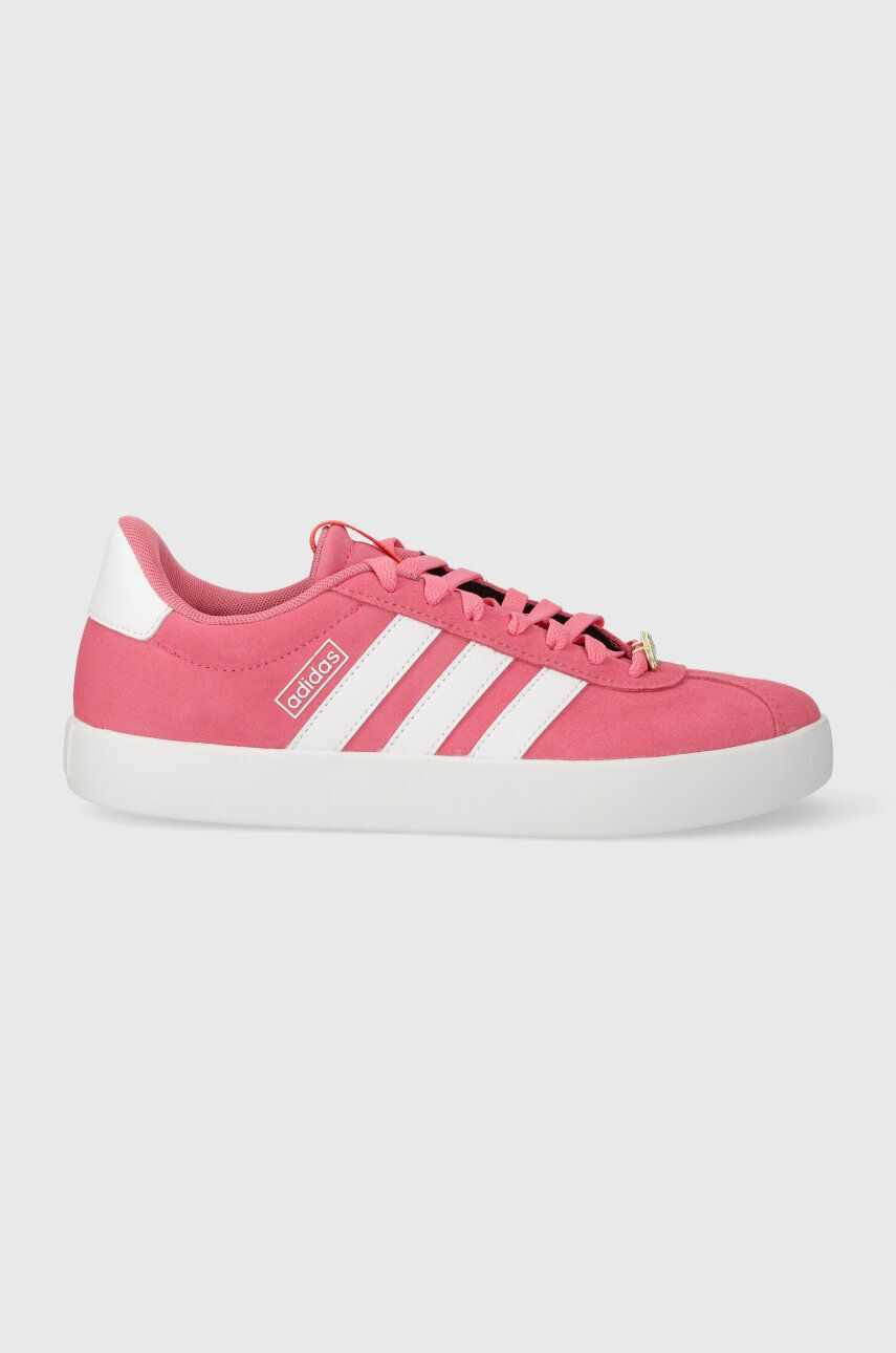 adidas sneakers din piele intoarsă COURT culoarea roz