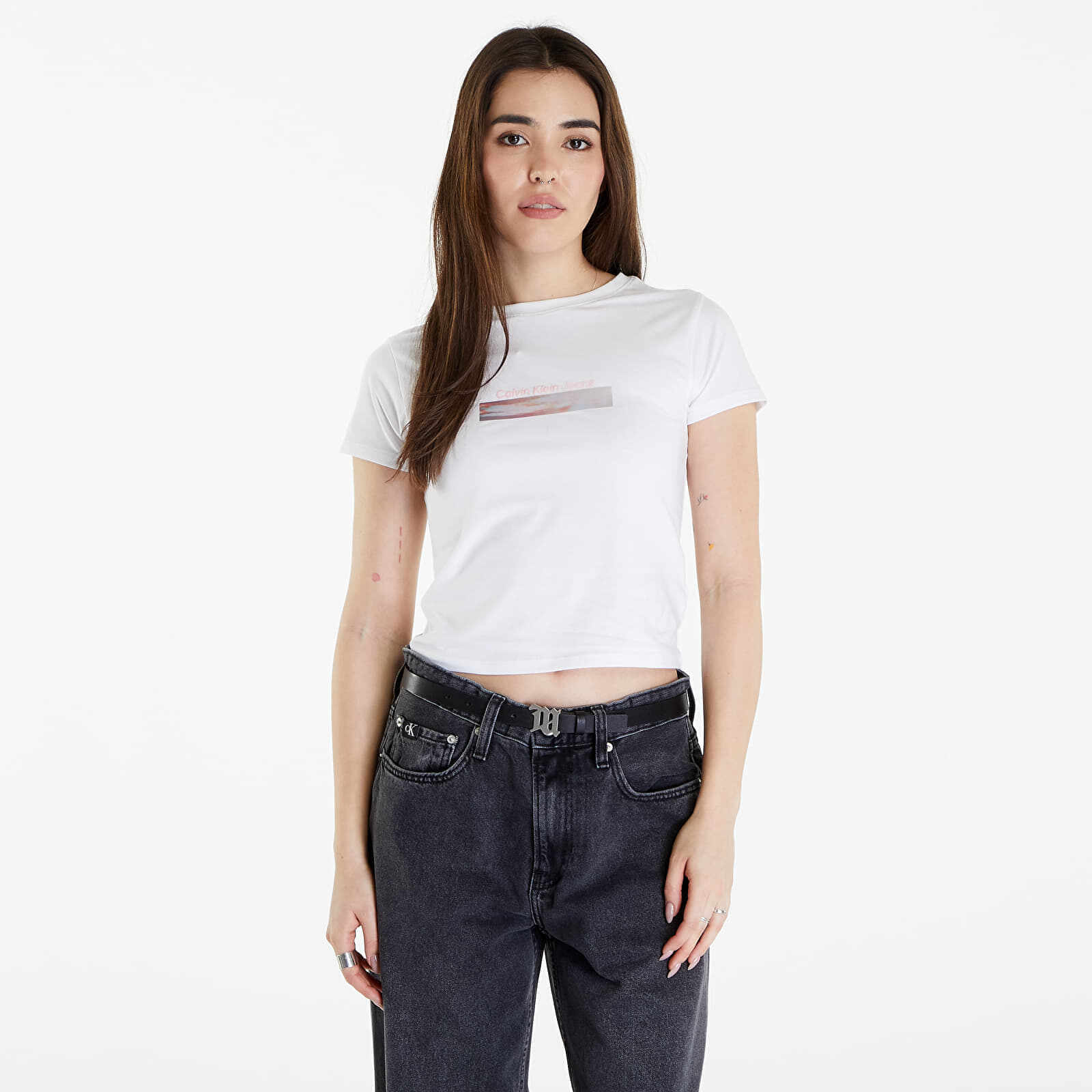 Calvin Klein Jeans Diffused Box Fitted Short Sleeve Tee Bright White