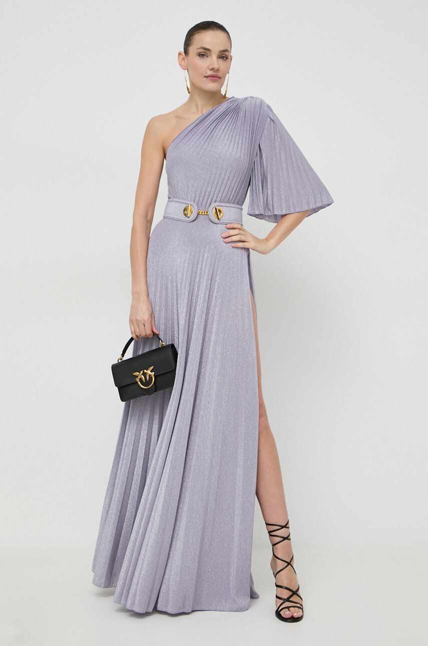Elisabetta Franchi rochie culoarea violet, maxi, evazati
