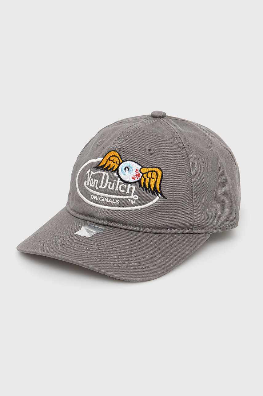 Von Dutch șapcă de baseball din bumbac culoarea gri, cu imprimeu