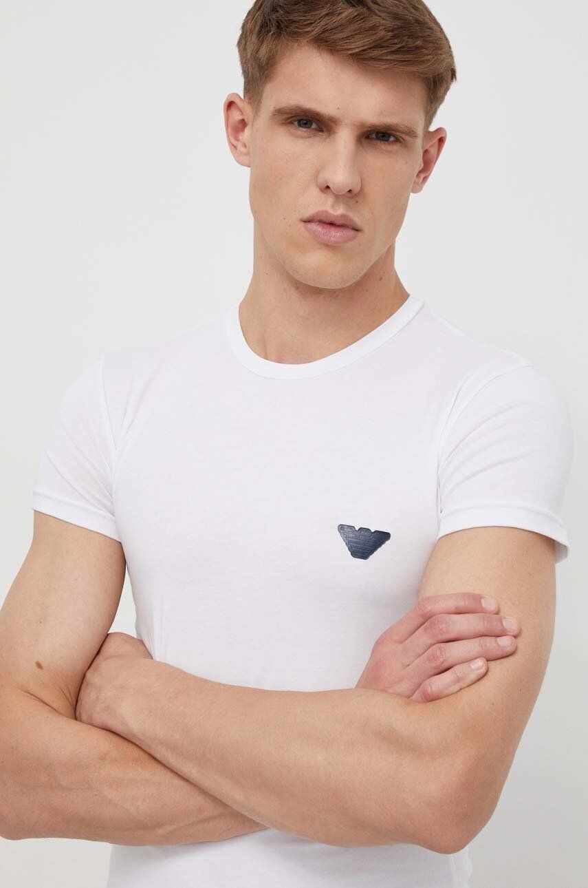 Emporio Armani Underwear tricou lounge culoarea alb, cu imprimeu