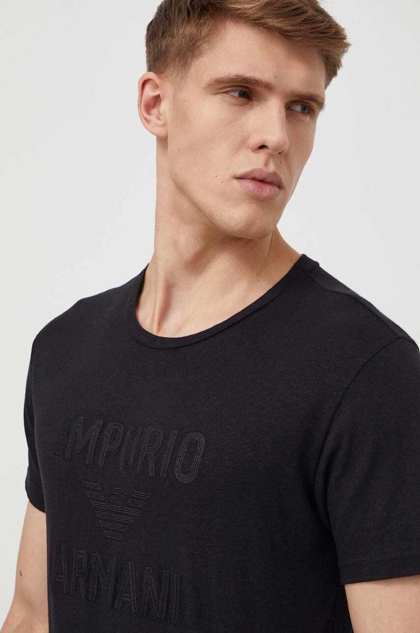 Emporio Armani Underwear tricou lounge culoarea negru, cu imprimeu