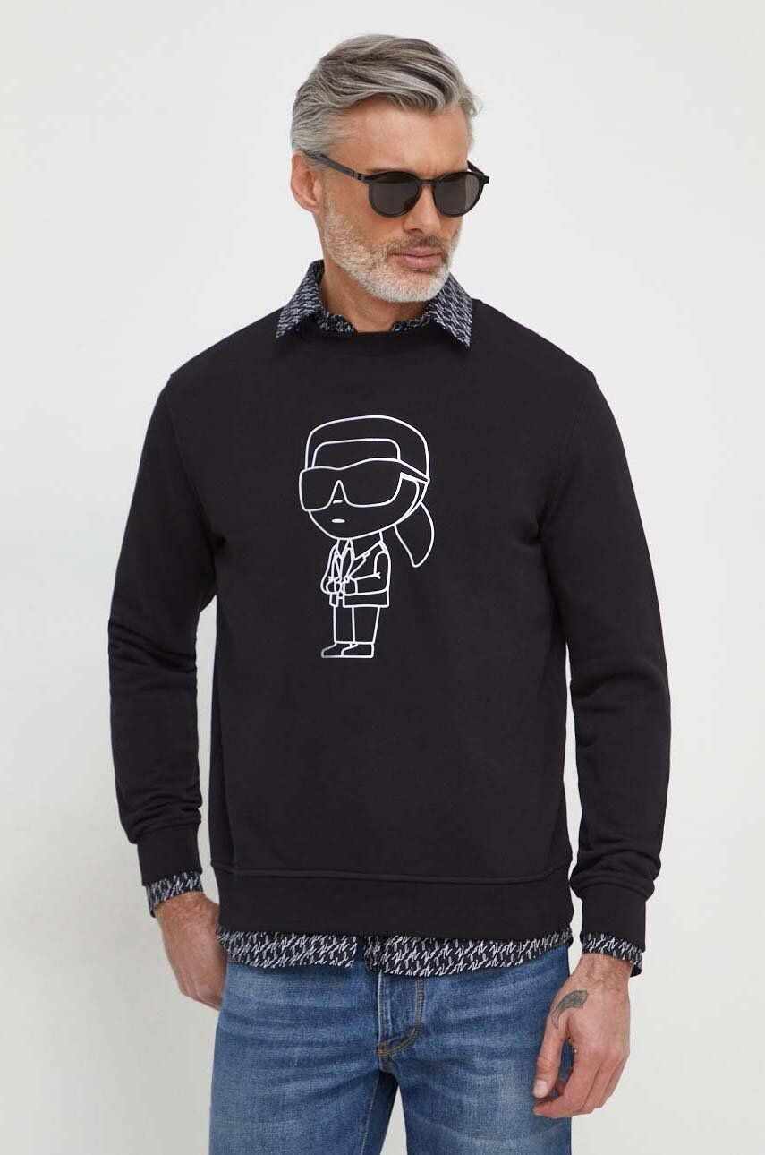 Karl Lagerfeld bluza barbati, culoarea negru, cu imprimeu