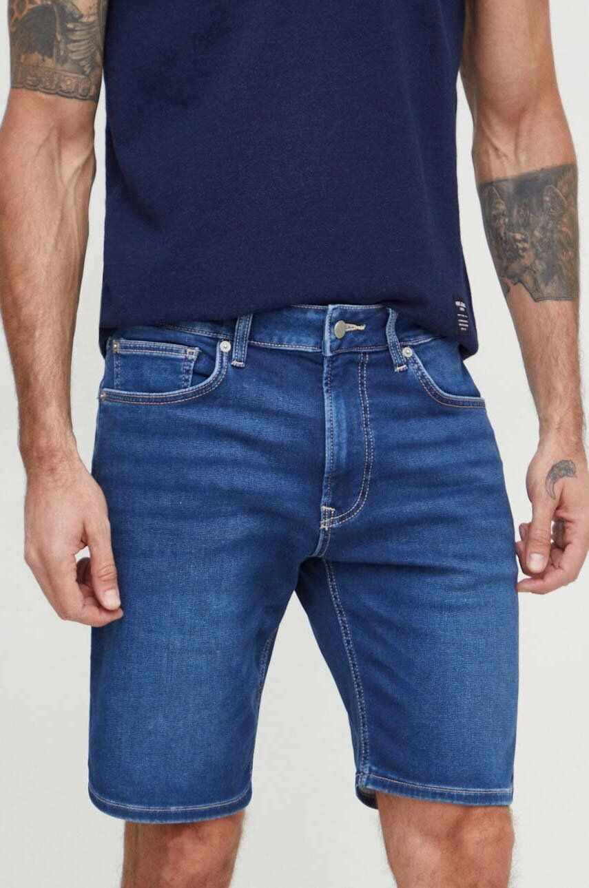 Pepe Jeans pantaloni scurti jeans barbati, culoarea albastru marin