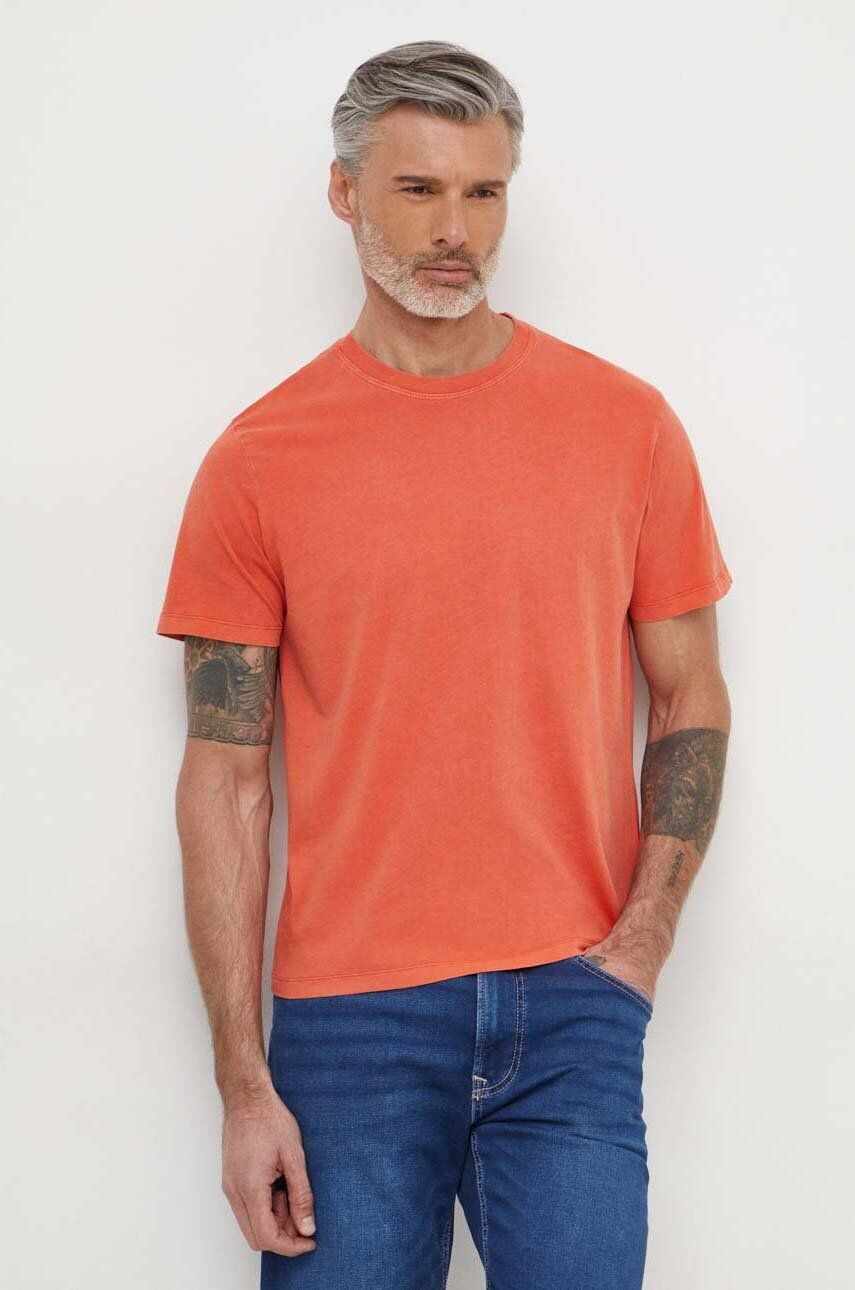 Pepe Jeans tricou din bumbac Jacko barbati, culoarea portocaliu, neted