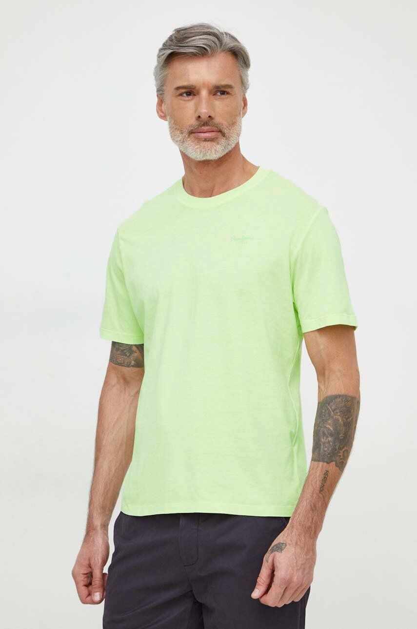 Pepe Jeans tricou din bumbac Jacko barbati, culoarea verde, neted