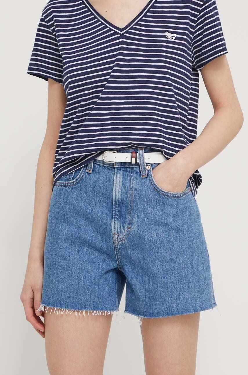 Tommy Jeans pantaloni scurti jeans femei, neted, high waist
