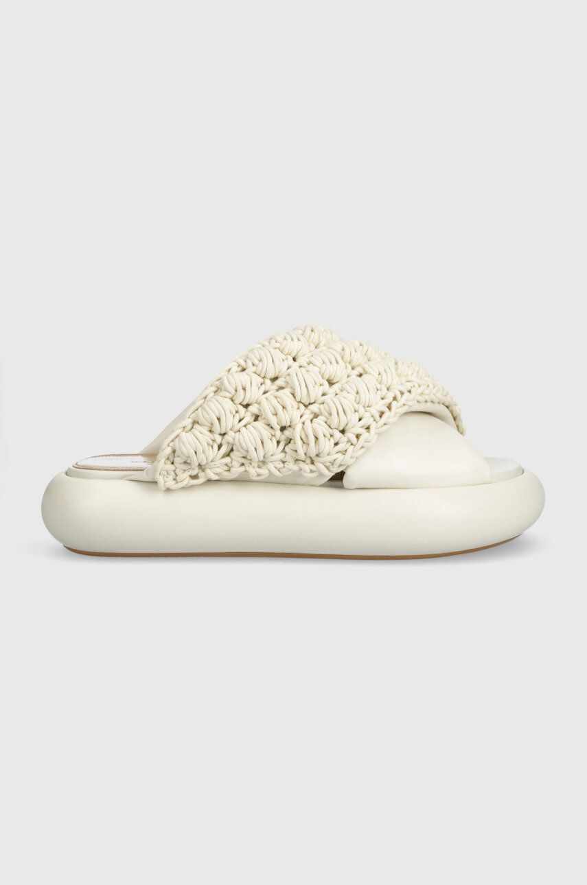 JW Anderson papuci Crochet Twister femei, culoarea bej, cu platforma, ANW42027A