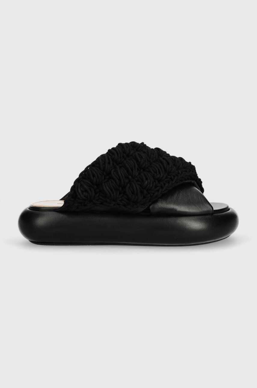 JW Anderson papuci Crochet Twister femei, culoarea negru, cu platforma, ANW42027A