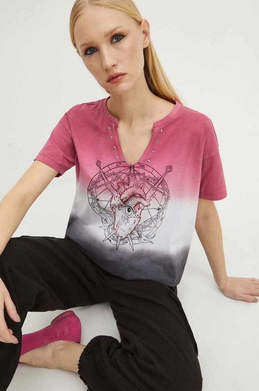 Medicine tricou din bumbac femei, culoarea roz