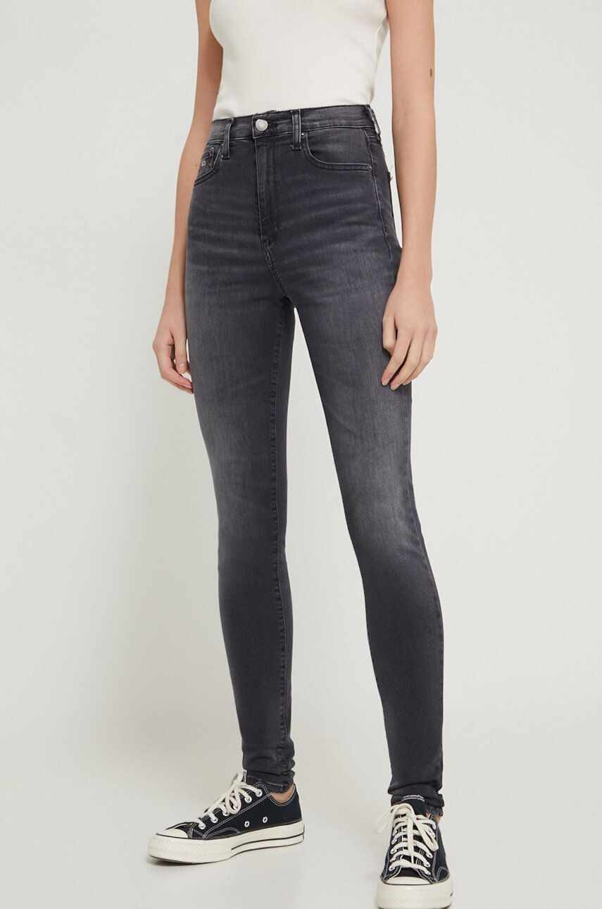 Tommy Jeans jeansi Sylvia femei, culoarea gri