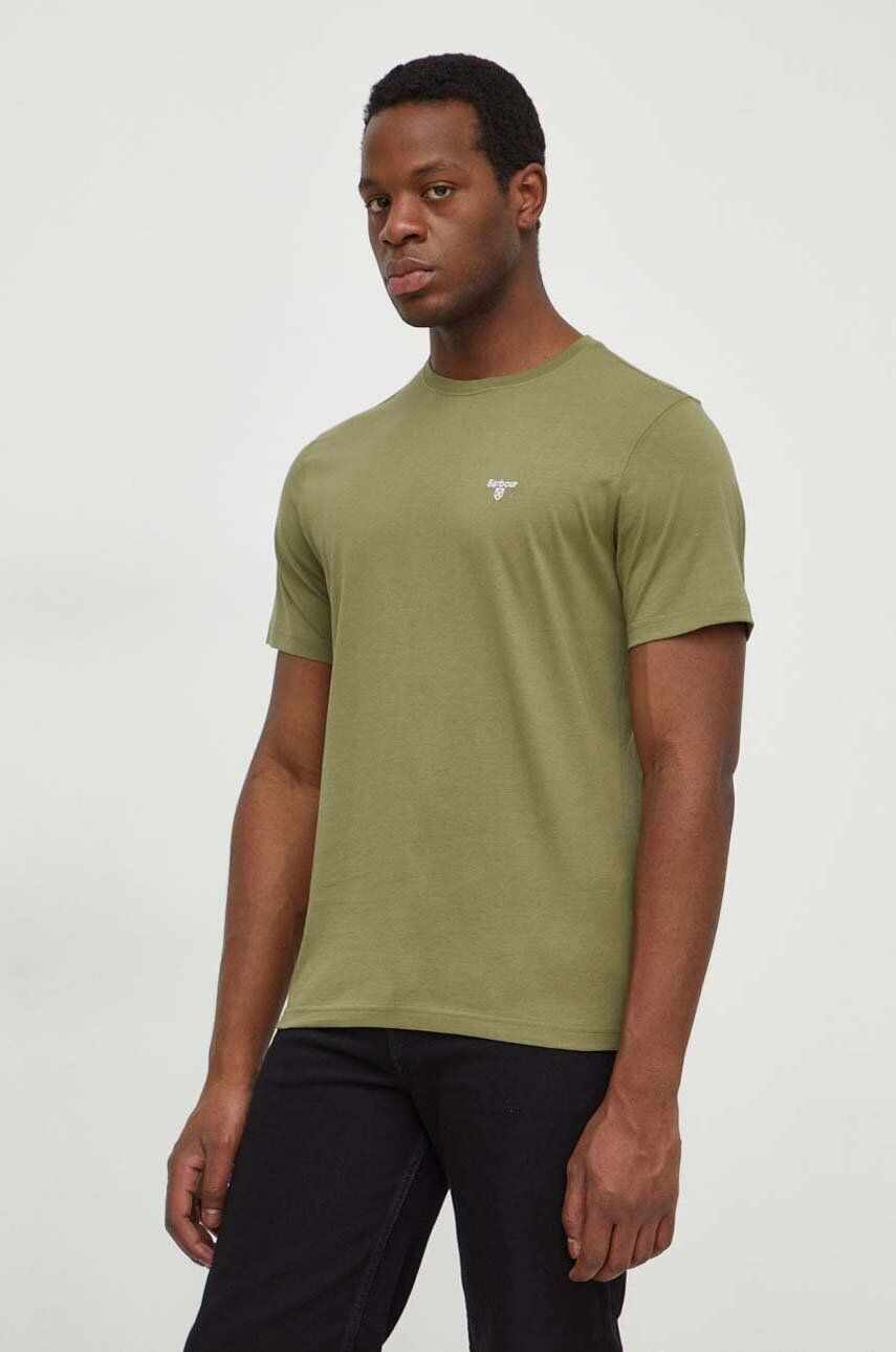 Barbour tricou din bumbac culoarea verde, neted