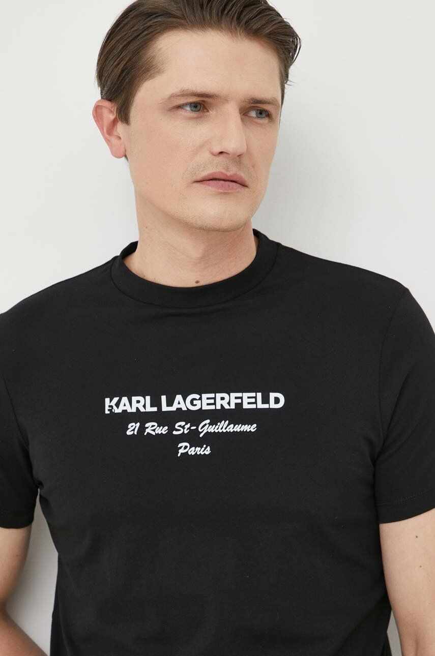 Karl Lagerfeld tricou din bumbac culoarea negru, cu imprimeu