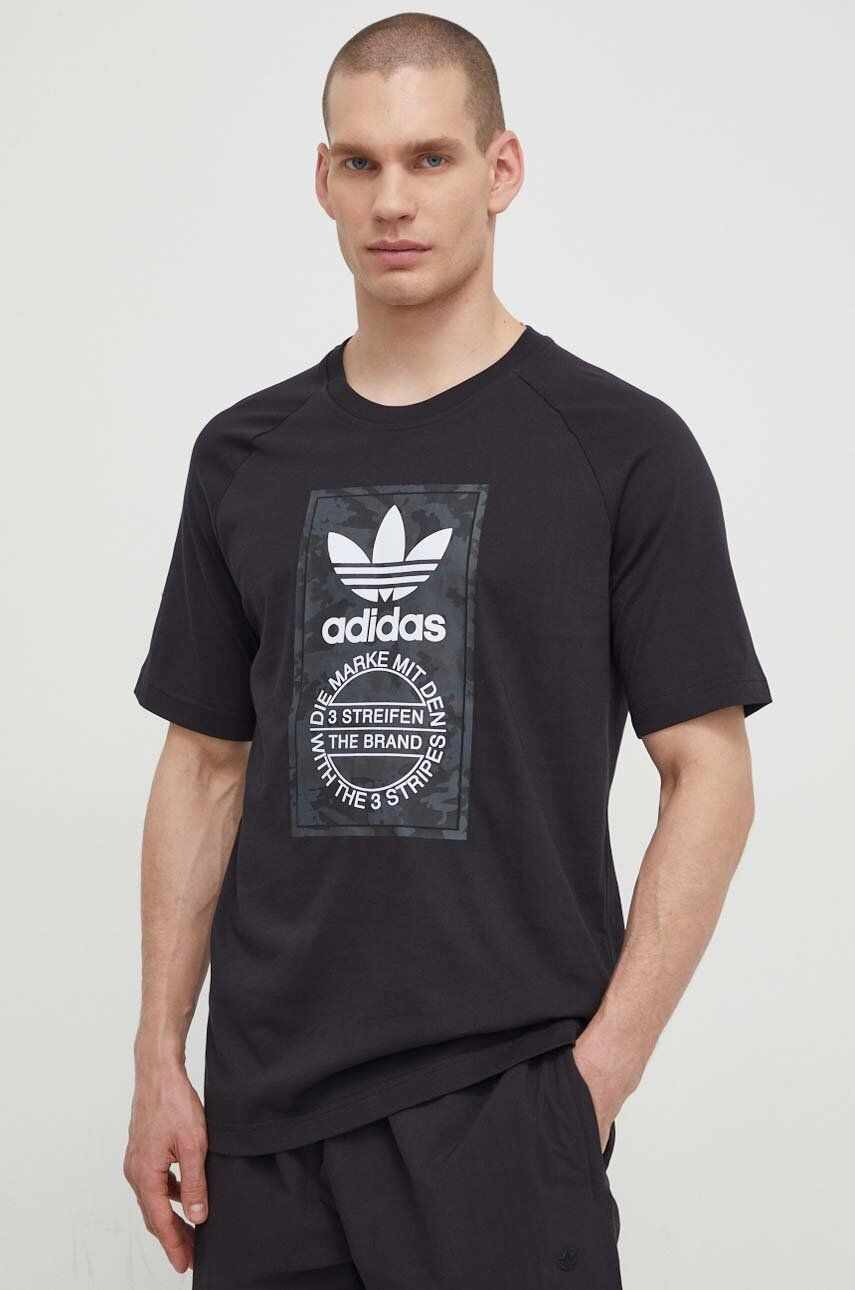 adidas Originals tricou din bumbac barbati, culoarea negru, cu imprimeu