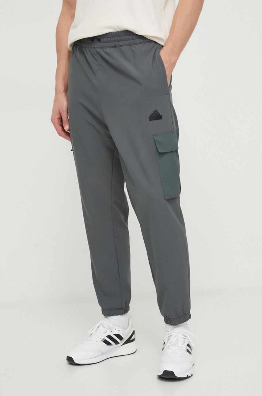 adidas pantaloni de trening culoarea verde, neted